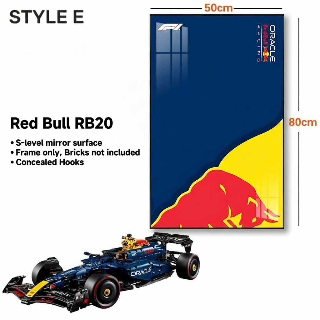 Wall-Mount Display Frame for LEGO® Oracle Red Bull Racing RB20 F1 Car 42206