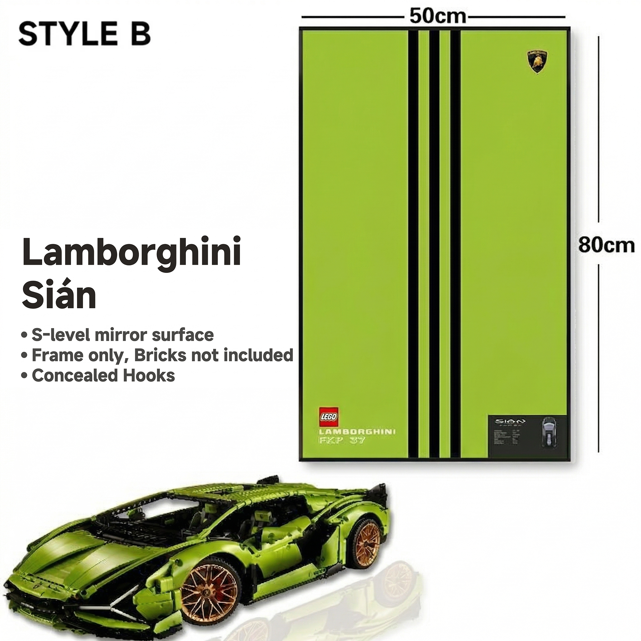 Wall-Mount Display Frame for LEGO® Lamborghini Sián FKP 37 42115