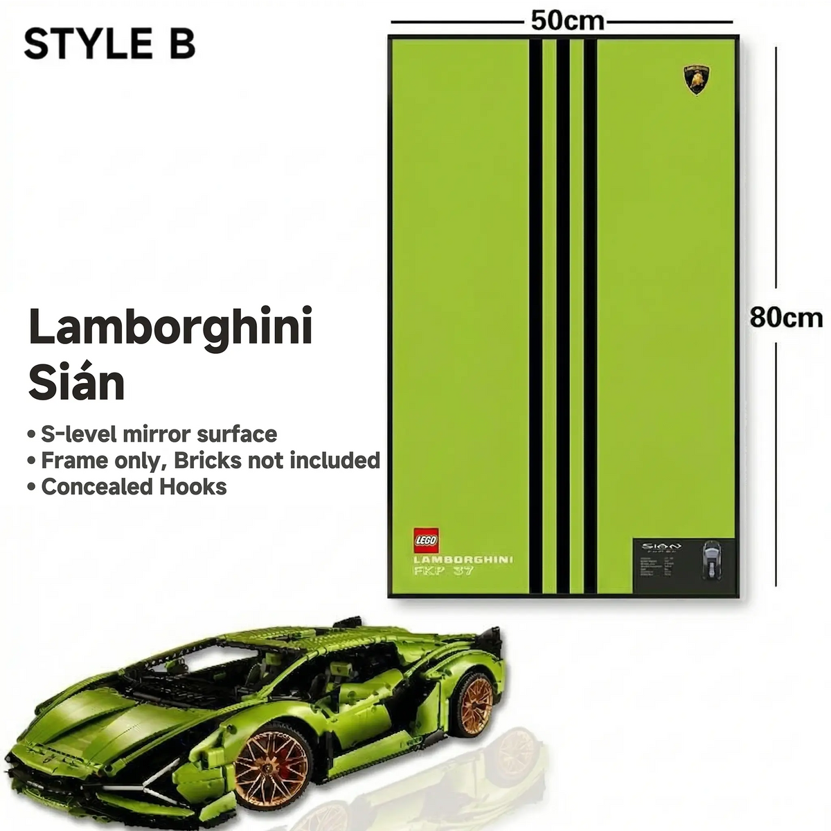 Wall-Mount Display Frame for LEGO® Lamborghini Sián FKP 37 42115