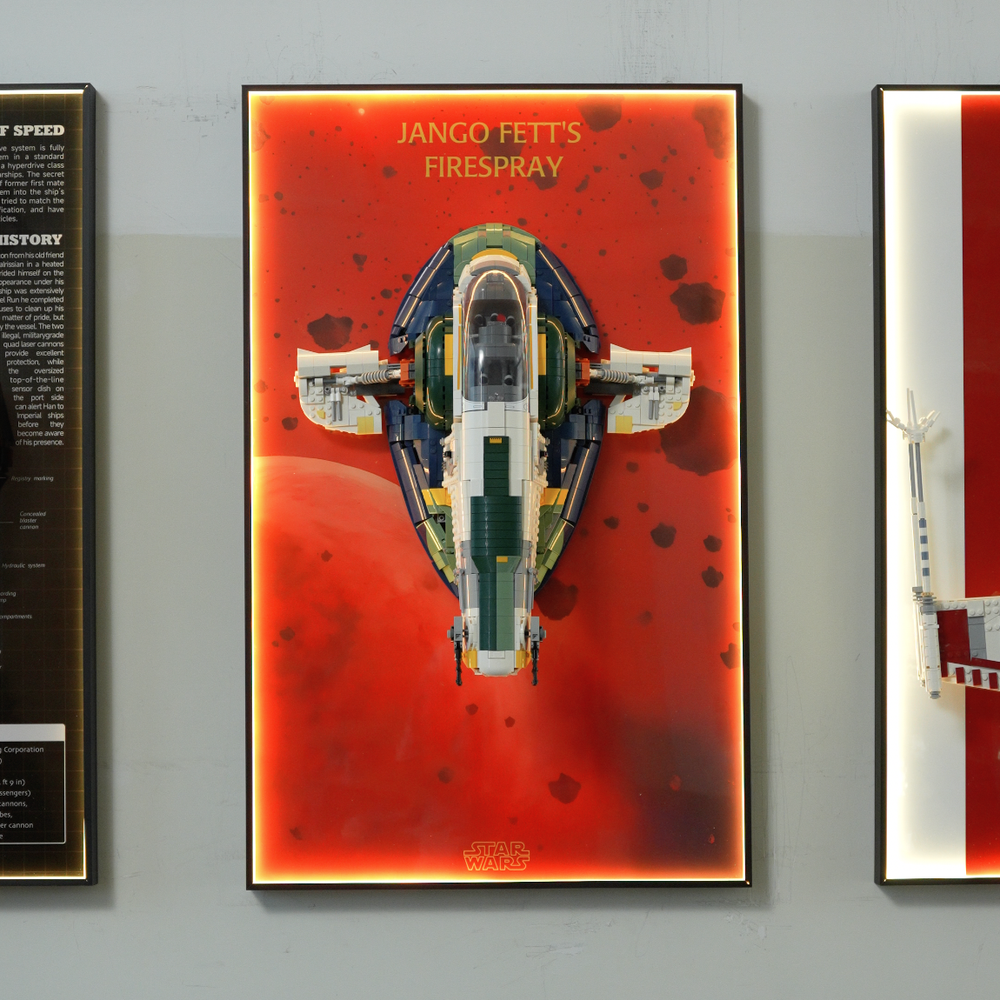Wall-Mount Display Frame For LEGO STAR WARS Jango Fett's Firespray-Class Starship 75409