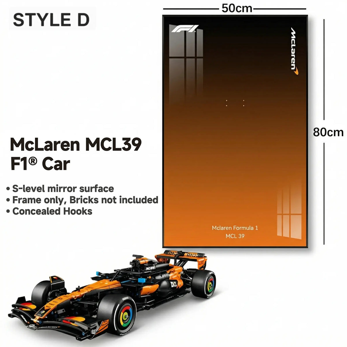 Wall-Mount Display Frame for LEGO® McLaren MCL39 F1 Car 42228