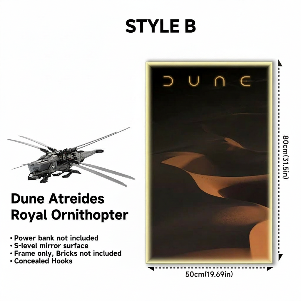 Wall-Mount Display Frame for LEGO® Icons Dune Atreides Royal Ornithopter (10327)