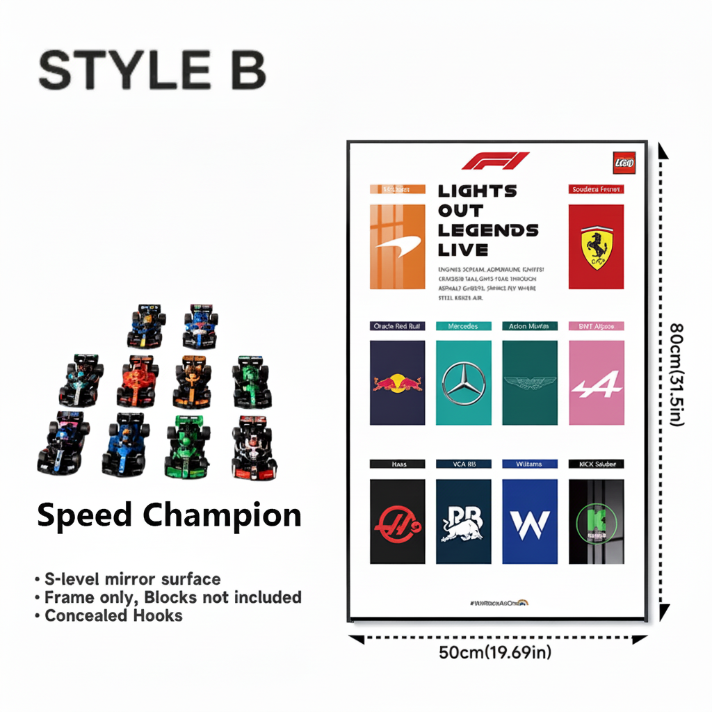 Wall-Mount Display Frame for LEGO® Speed Champion F1 series