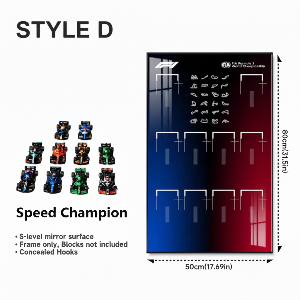 Wall-Mount Display Frame for LEGO® Speed Champion F1 series