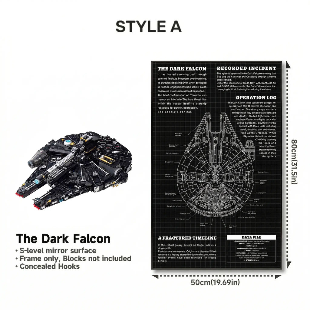 Wall-Mount Display Frame for LEGO® STAR WARS Dark Millennium Falcon 75389