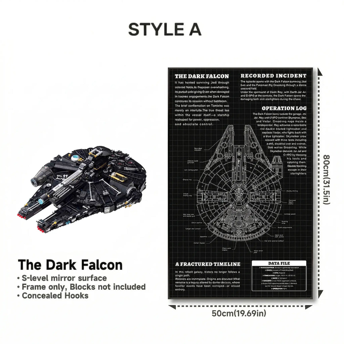 Wall-Mount Display Frame for LEGO® STAR WARS Dark Millennium Falcon 75389