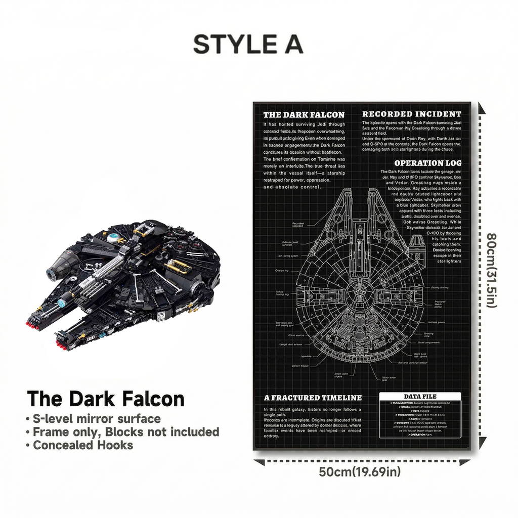 Wall-Mount Display Frame for LEGO® STAR WARS Dark Millennium Falcon 75389