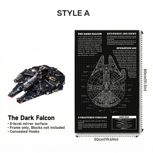Wall-Mount Display Frame for LEGO® STAR WARS Dark Millennium Falcon 75389
