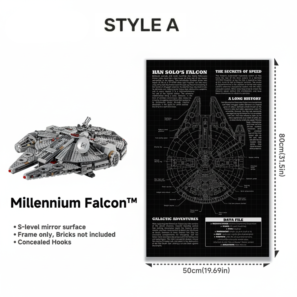 Wall-Mount Display Frame for LEGO® Star Wars Millennium Falcon 75257