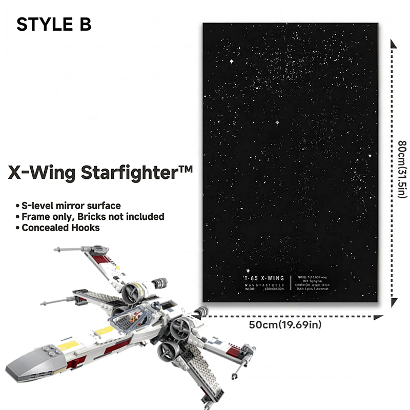 Wall-Mount Display frame for LEGO® STAR WARS X-Wing Starfighter 75355