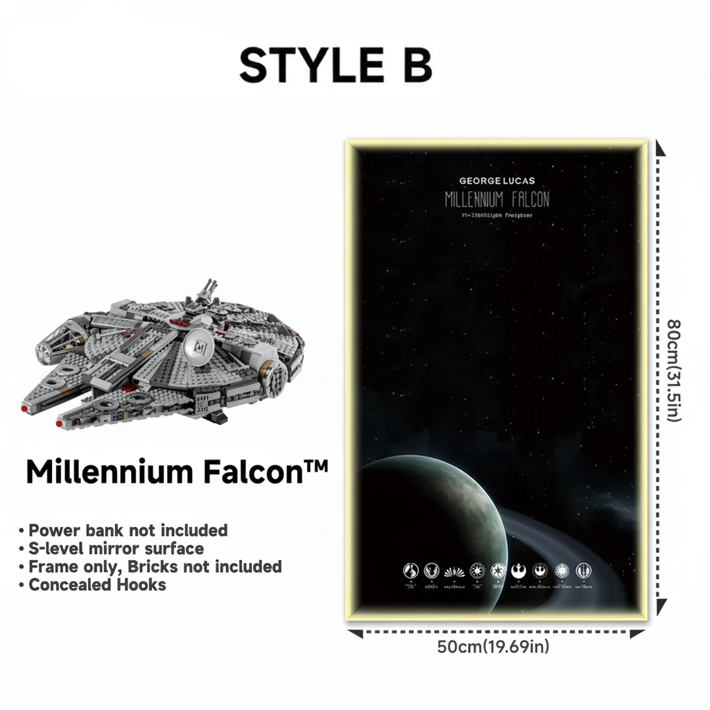 Wall-Mount Display Frame for LEGO® Star Wars Millennium Falcon 75257