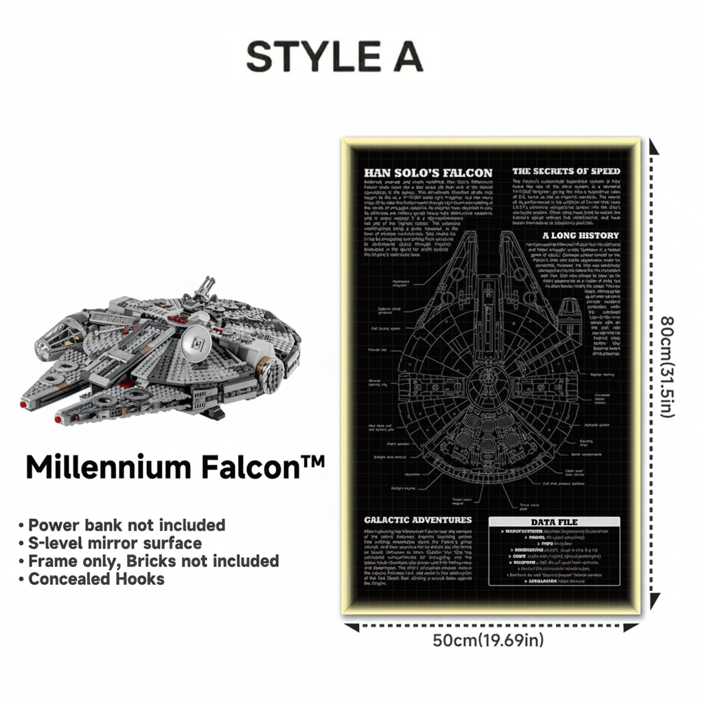 Wall-Mount Display Frame for LEGO® Star Wars Millennium Falcon 75257