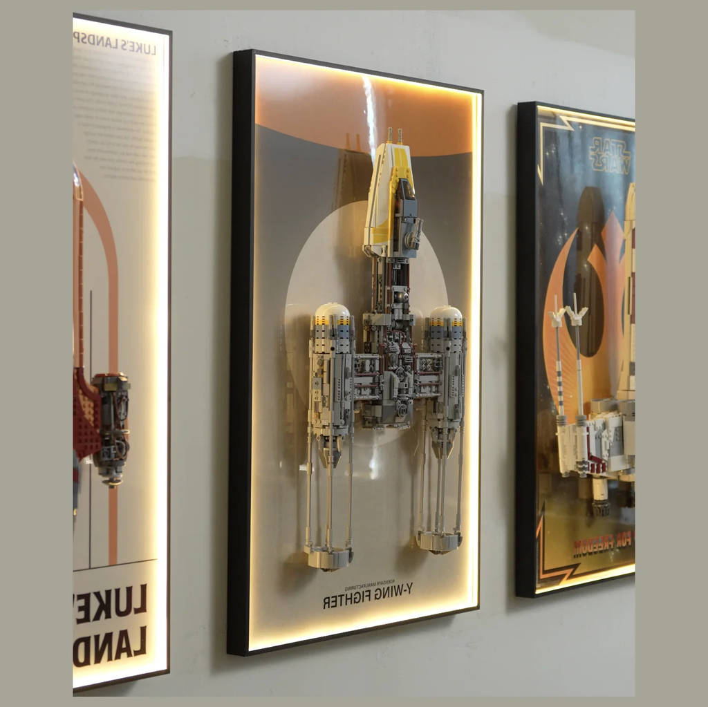 Wall-Mount Display frame for LEGO® STAR WARS Y-Wing Starfighter 75181