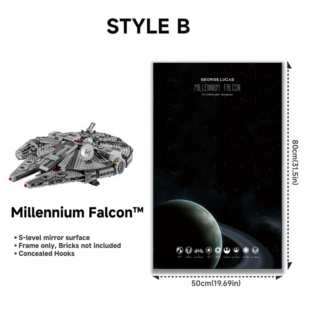 Wall-Mount Display Frame for LEGO® Star Wars Millennium Falcon 75257
