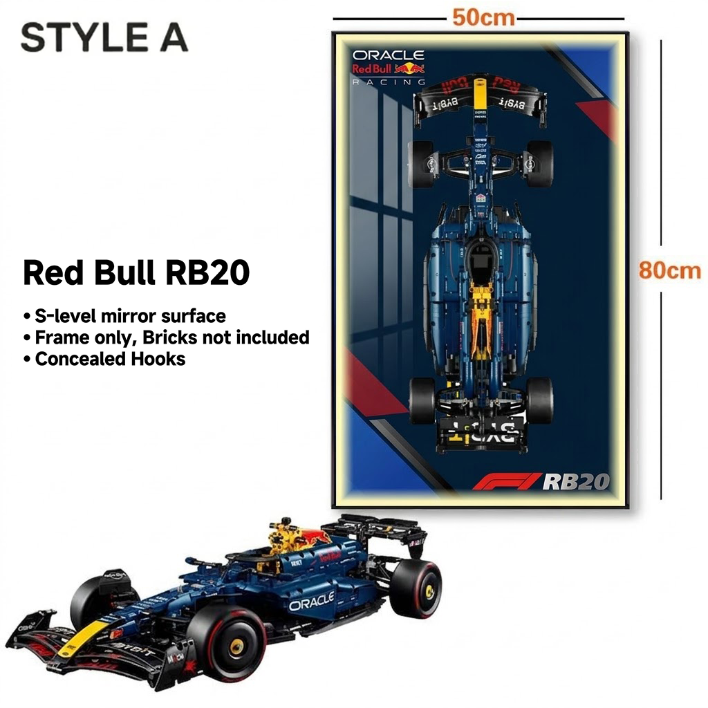 Wall-Mount Display Frame for LEGO® Oracle Red Bull Racing RB20 F1 Car 42206