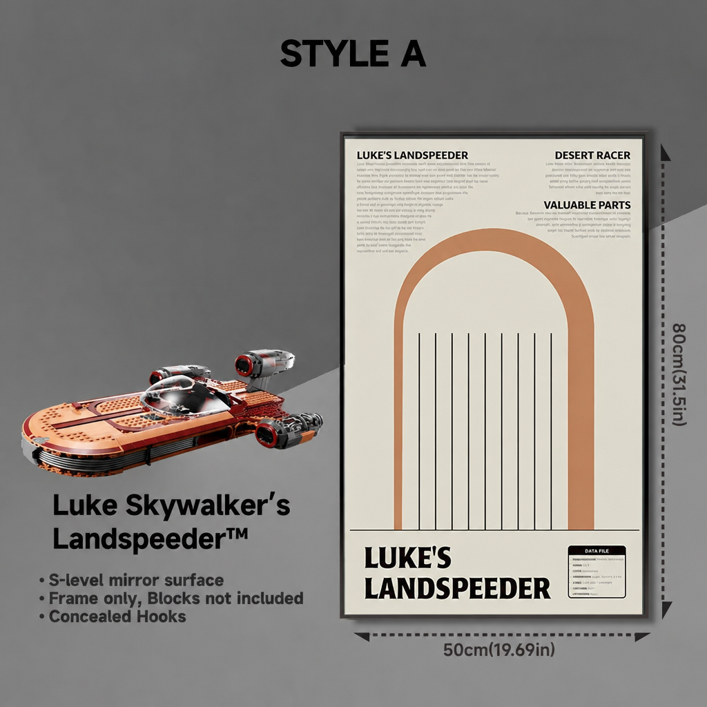 Wall-Mount Display Frame for LEGO® Star Wars Luke Skywalker’s Landspeeder™ 75341