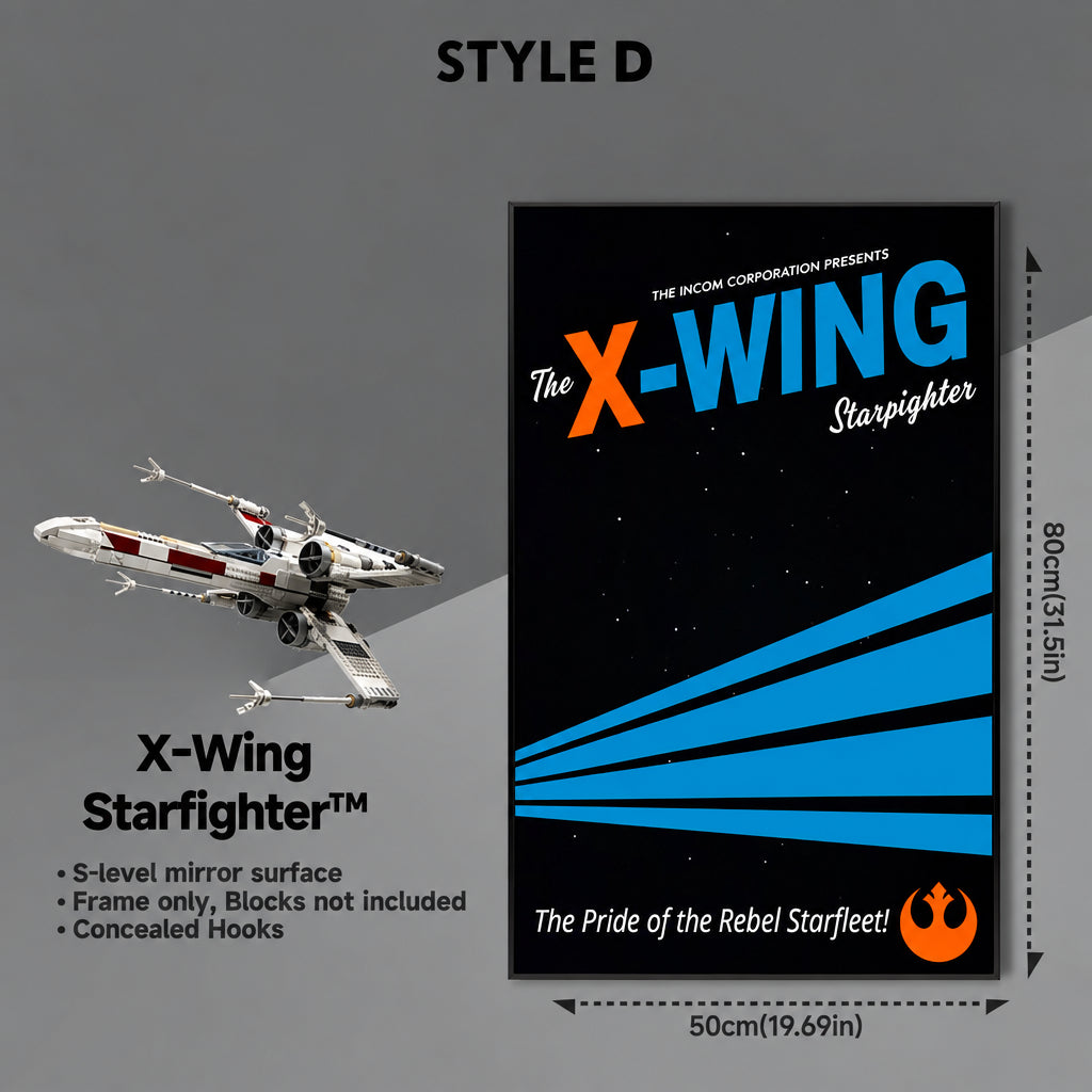 Wall-Mount Display frame for LEGO® STAR WARS X-Wing Starfighter 75355