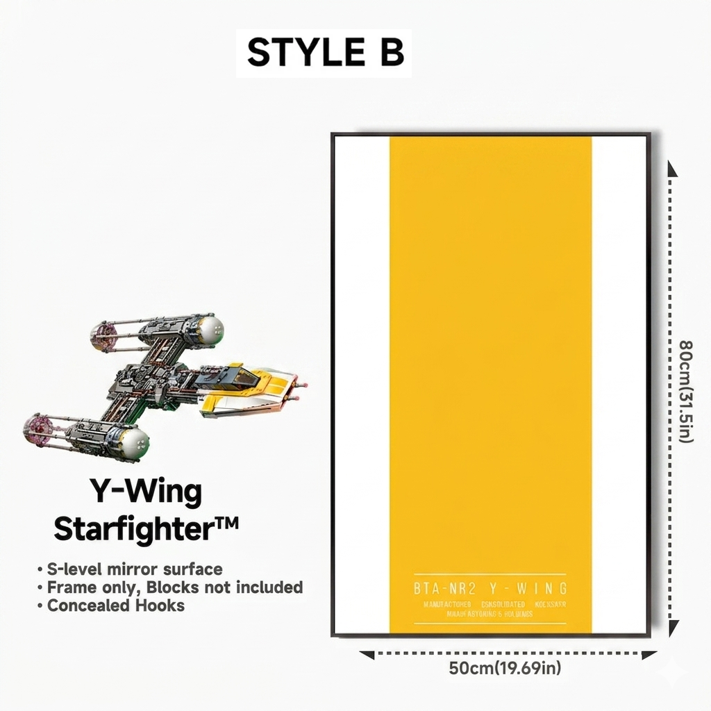 Wall-Mount Display frame for LEGO® STAR WARS Y-Wing Starfighter 75181