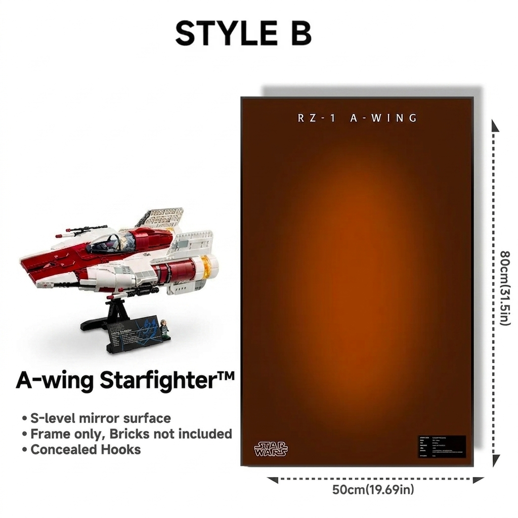 Wall-Mount Display Frame for LEGO® STAR WARS A-wing Starfighter 75275