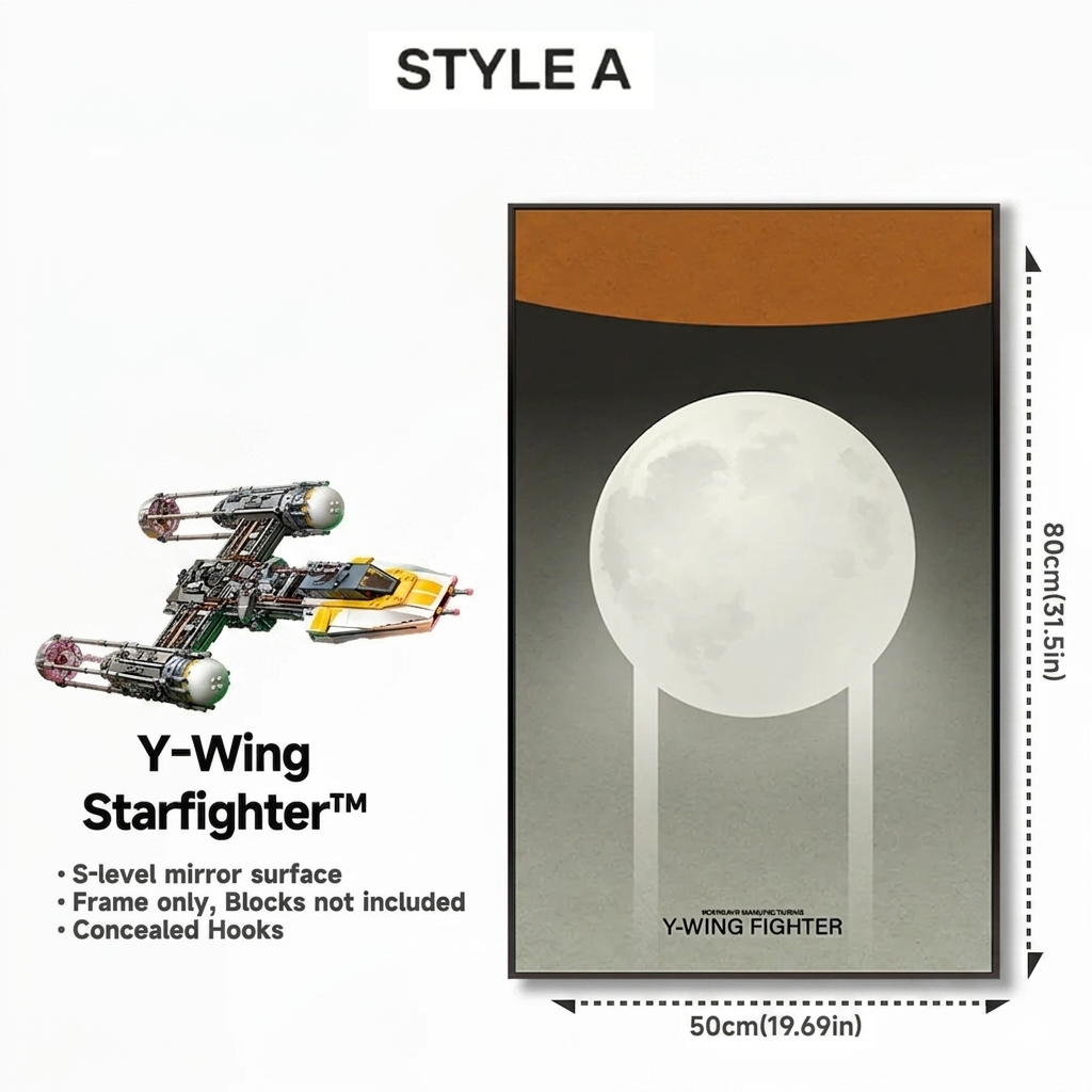 Wall-Mount Display frame for LEGO® STAR WARS Y-Wing Starfighter 75181