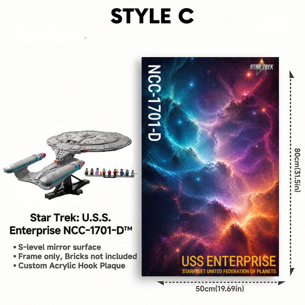 Wall-Mount Display Frame for LEGO® ICONS 10356 Star Trek: U.S.S. Enterprise NCC-1701-D™