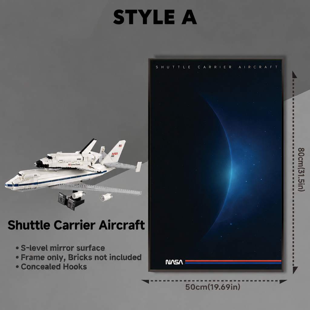 Wall-Mount Display frame for LEGO® ICONS NASA Shuttle Carrier Aircraft 10360