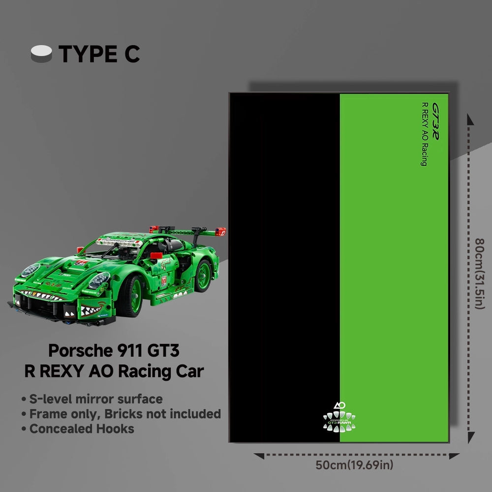 Wall-Mount Display Frame for LEGO® Technic 42224 Porsche 911 GT3 R REXY AO Racing Car