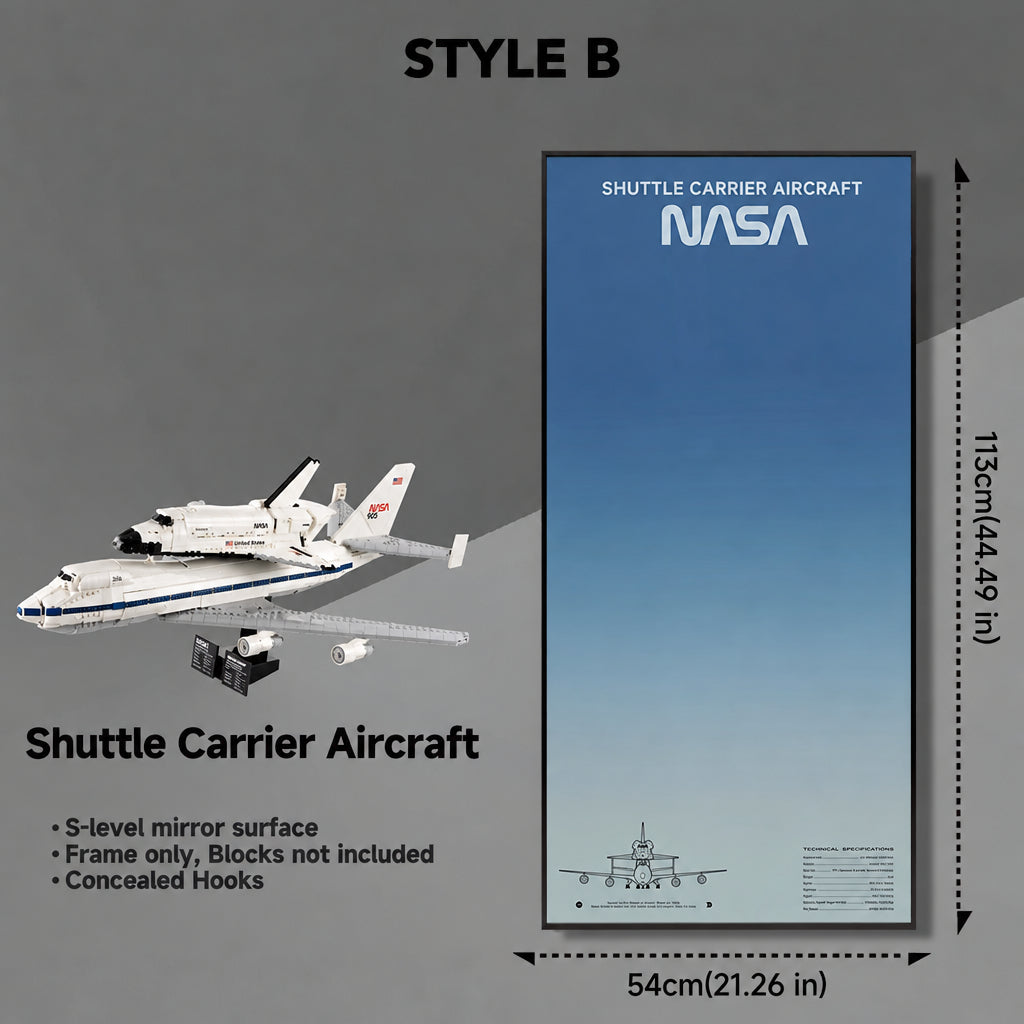 Wall-Mount Display frame for LEGO® ICONS NASA Shuttle Carrier Aircraft 10360