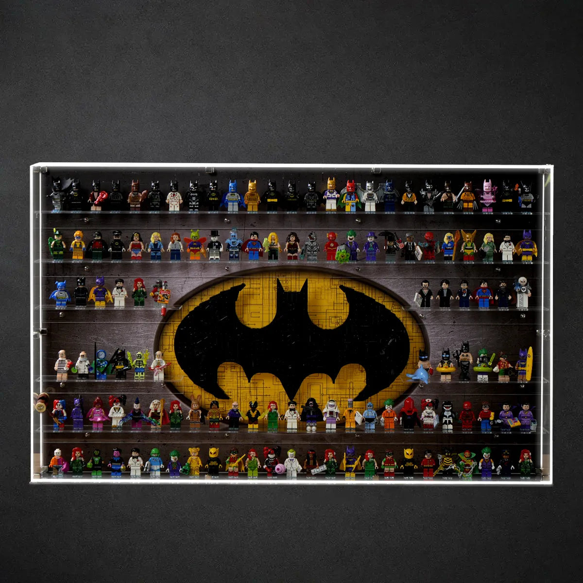 Dust Proof Wall mounted Display Case for lego Batman Logo & Batman Minifigure