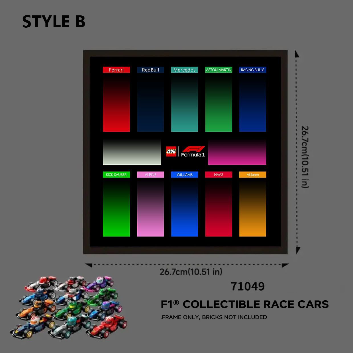Display Case for LEGO® F1® Race Cars 71049