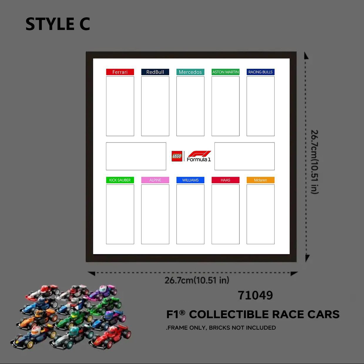 Display Case for LEGO® F1® Race Cars 71049