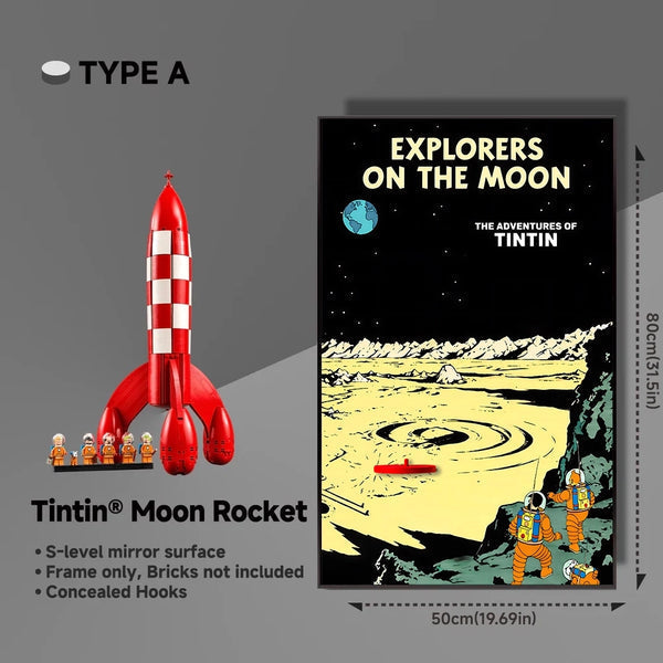Wall Display Frame for LEGO® Ideas Tintin Moon Rocket 21367