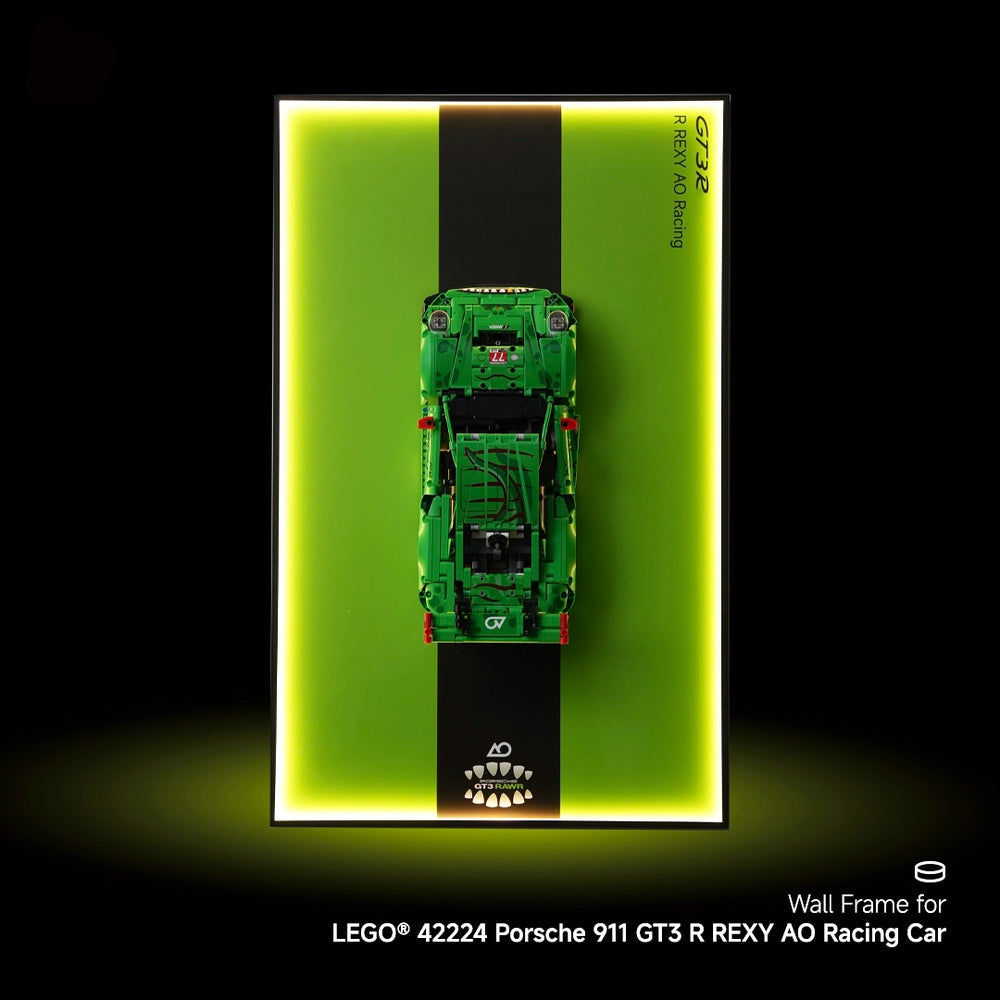 Wall-Mount Display Frame for LEGO® Technic 42224 Porsche 911 GT3 R REXY AO Racing Car