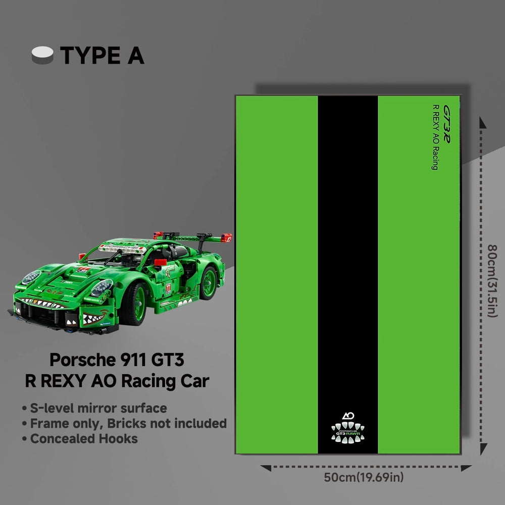 Wall-Mount Display Frame for LEGO® Technic 42224 Porsche 911 GT3 R REXY AO Racing Car