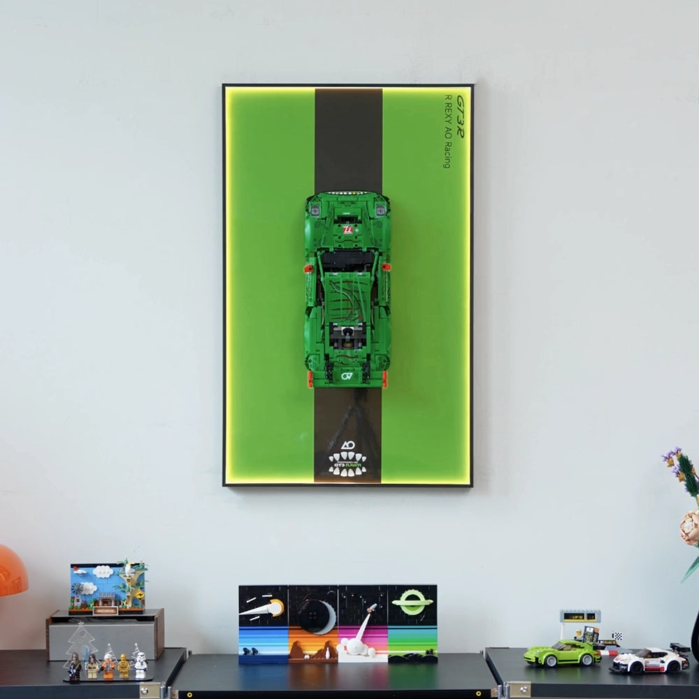 Wall-Mount Display Frame for LEGO® Technic 42224 Porsche 911 GT3 R REXY AO Racing Car