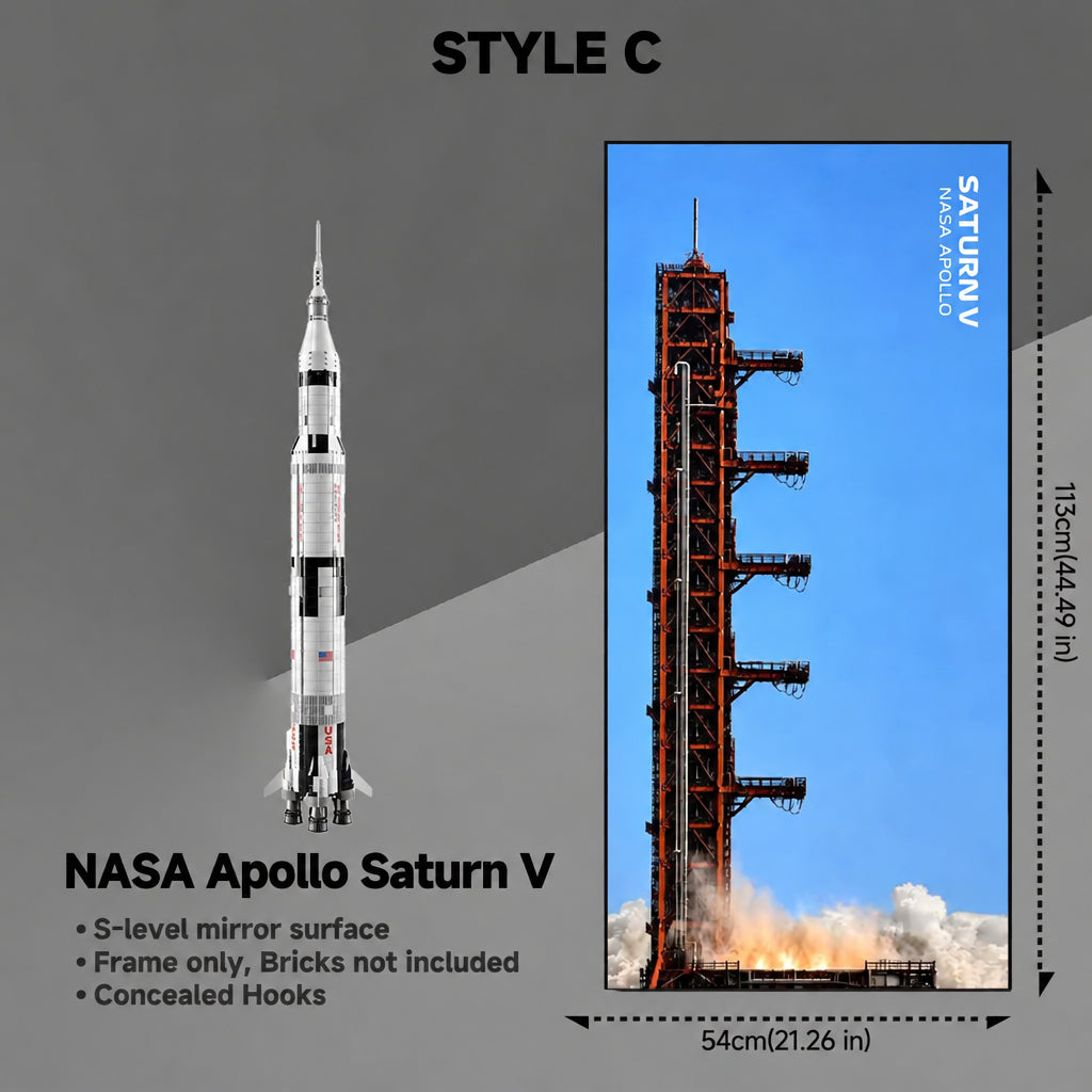 Wall Display Frame for LEGO® Ideas NASA Apollo Saturn V (92176)&(21309)