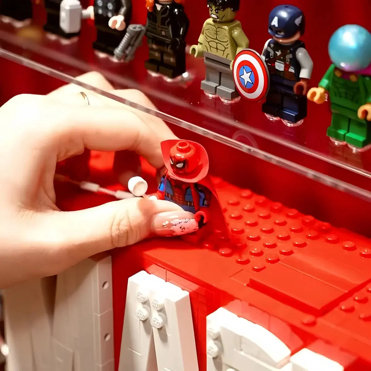 Wall mounted Display Case for lego Marvel Logo & Marvel Minifigure