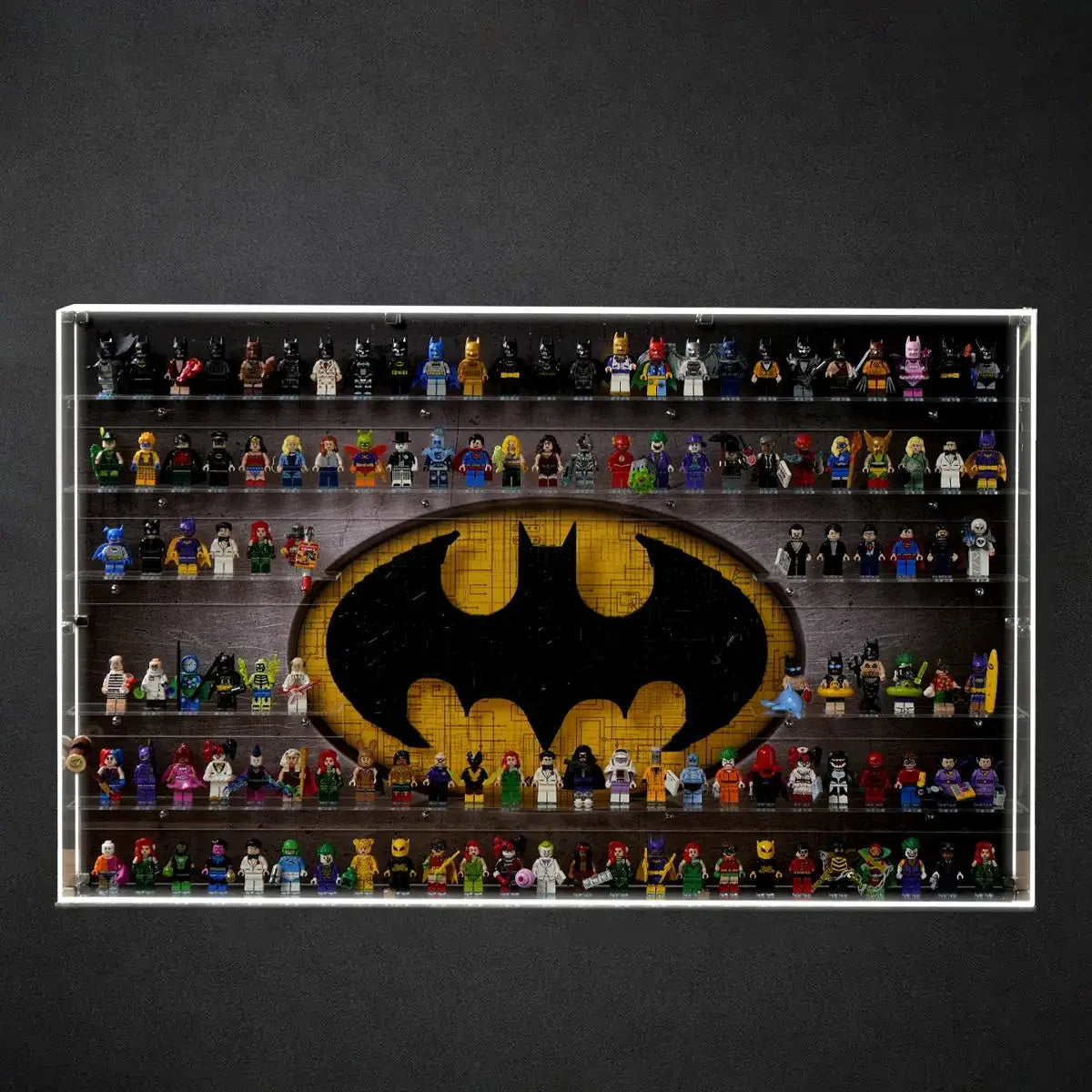 Dust Proof Wall mounted Display Case for lego Batman Logo & Batman Minifigure