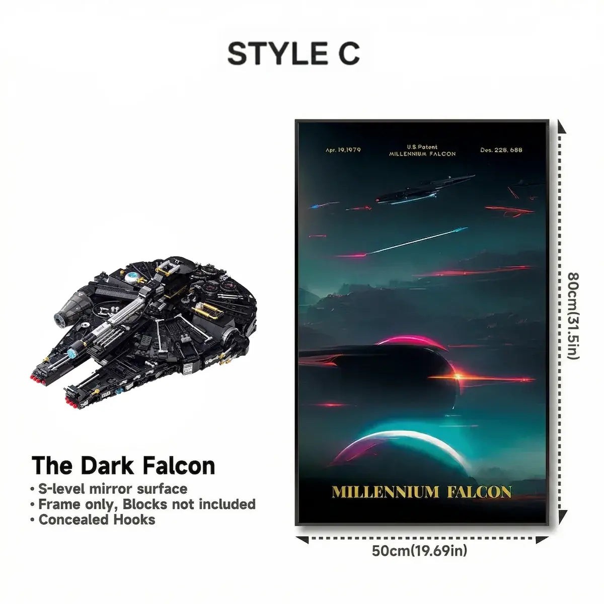 Wall-Mount Display Frame for LEGO® STAR WARS Dark Millennium Falcon 75389