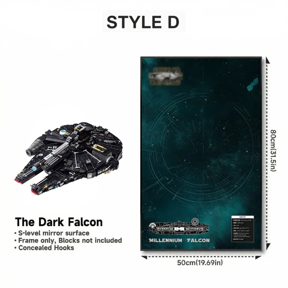 Wall-Mount Display Frame for LEGO® STAR WARS Dark Millennium Falcon 75389