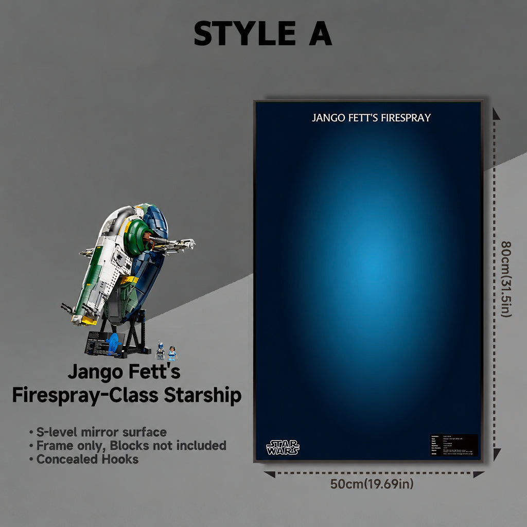 Wall-Mount Display Frame For LEGO STAR WARS Jango Fett's Firespray-Class Starship 75409