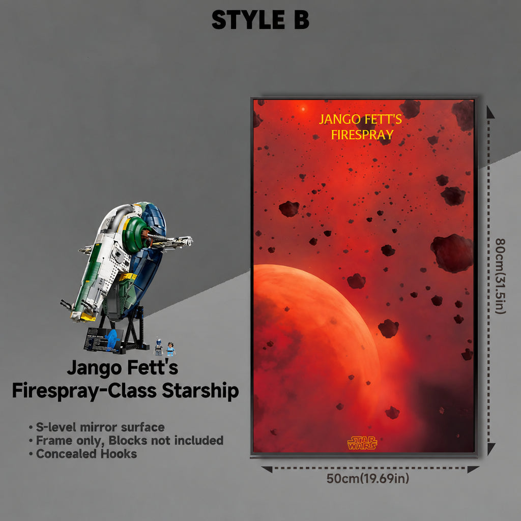 Wall-Mount Display Frame For LEGO STAR WARS Jango Fett's Firespray-Class Starship 75409