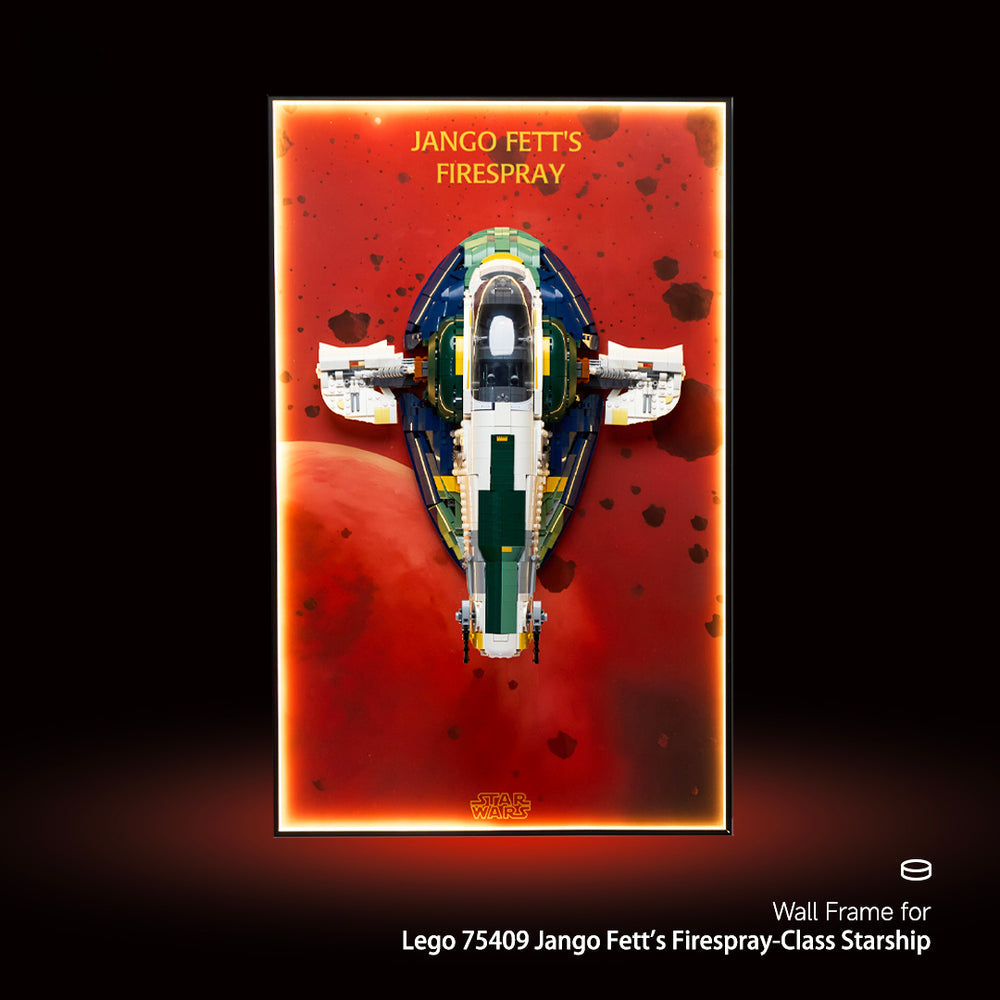 Wall-Mount Display Frame For LEGO STAR WARS Jango Fett's Firespray-Class Starship 75409