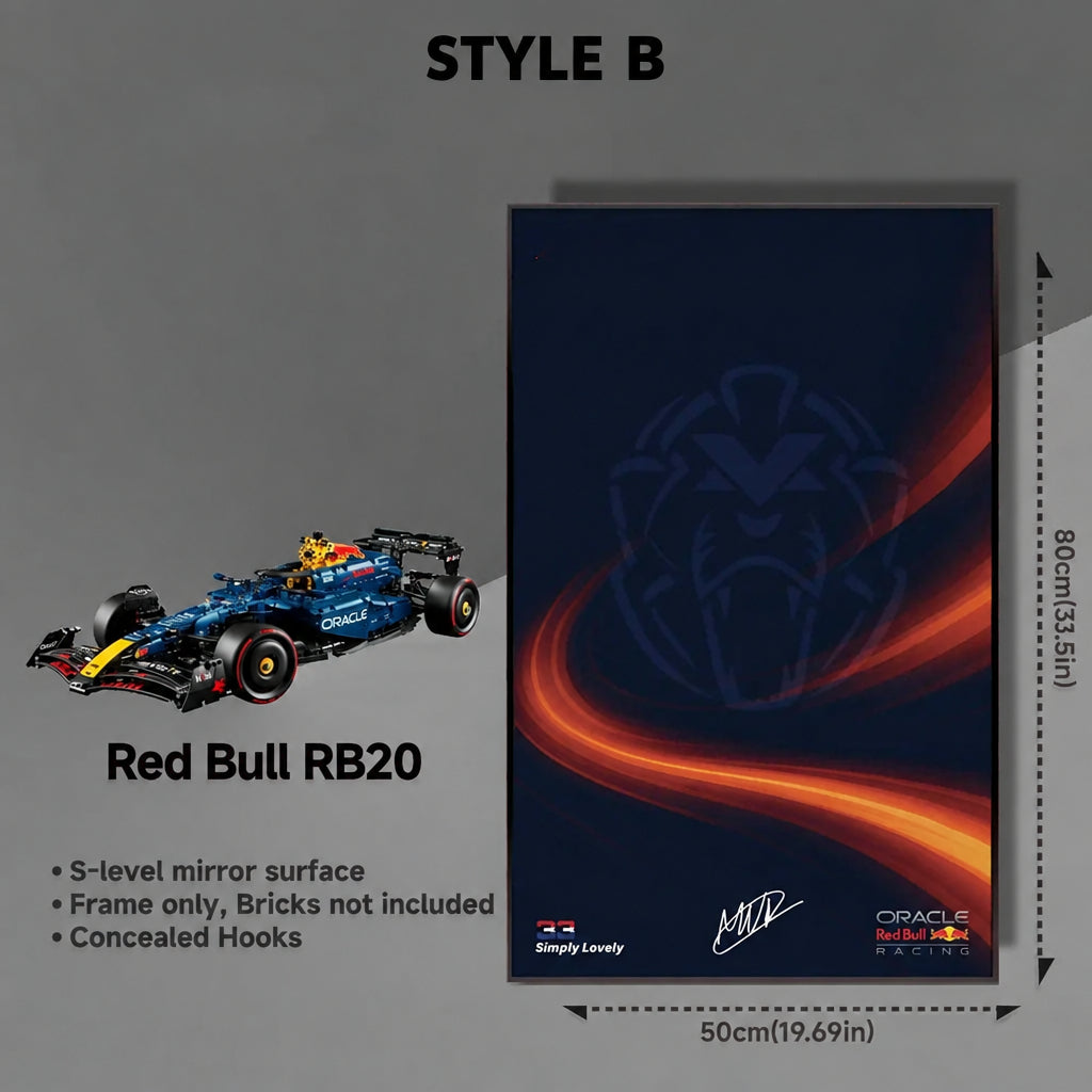 Wall-Mount Display Frame for LEGO® Oracle Red Bull Racing RB20 F1 Car 42206