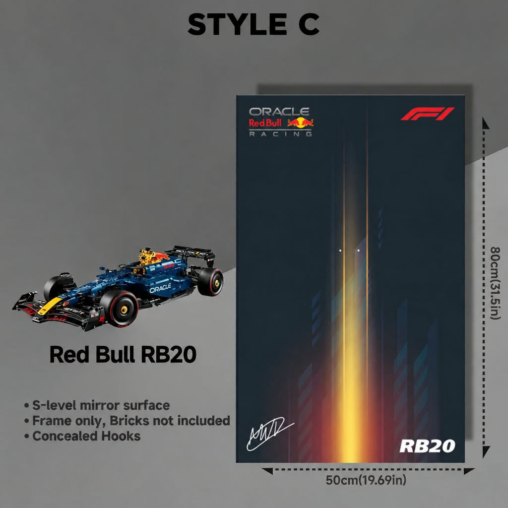 Wall-Mount Display Frame for LEGO® Oracle Red Bull Racing RB20 F1 Car 42206