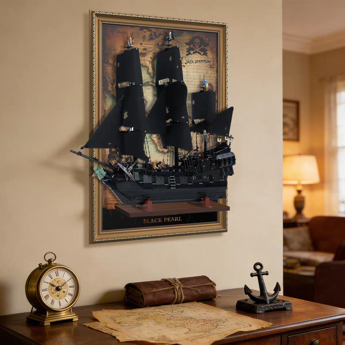 Wall-Mount Display Frame for LEGO® Captain Jack Sparrow's Pirate Ship (10365)
