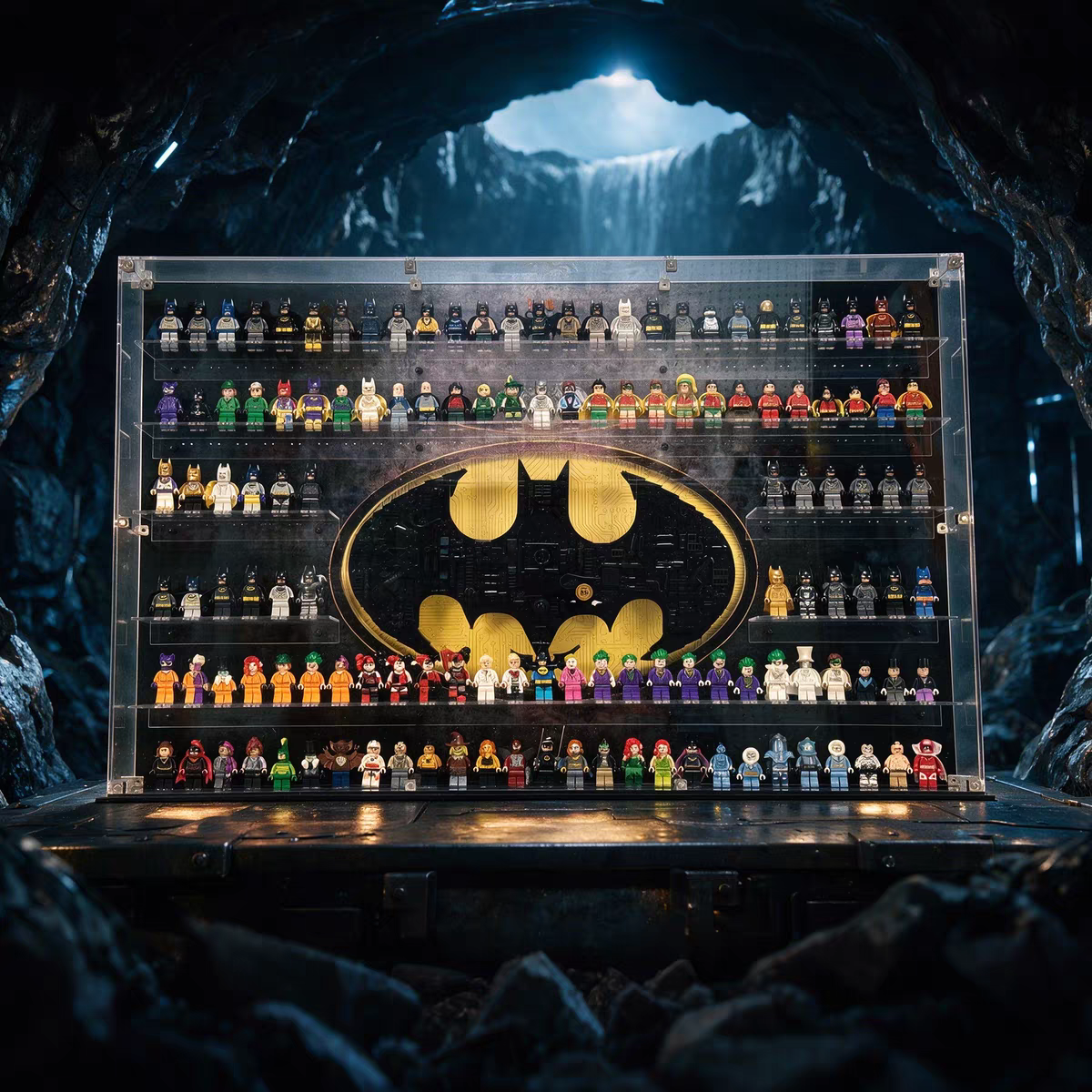 Dust Proof Wall mounted Display Case for lego Batman Logo & Batman Minifigure