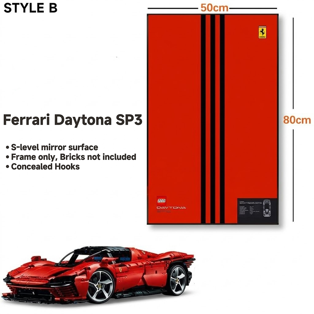Wall-Mount Display Frame for LEGO Ferrari Daytona SP3 42143