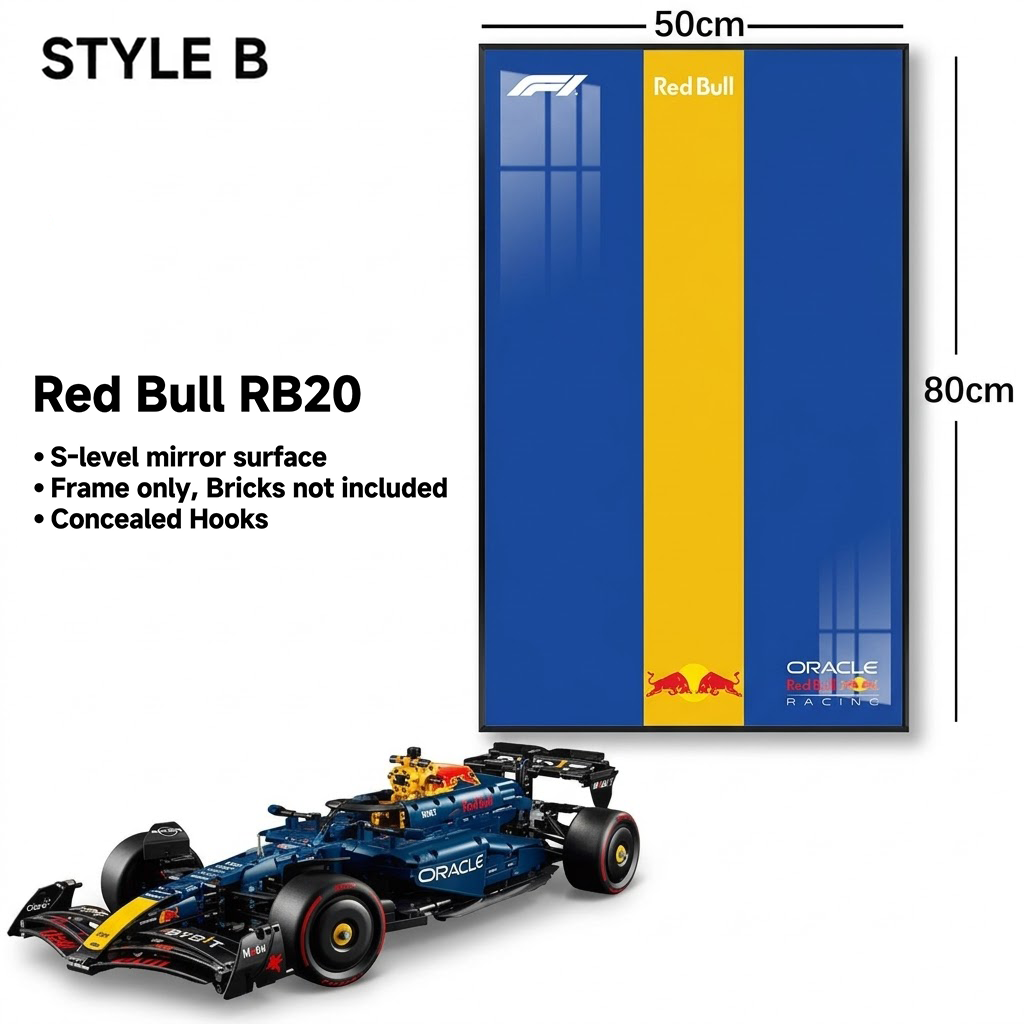 Wall-Mount Display Frame for LEGO® Oracle Red Bull Racing RB20 F1 Car 42206