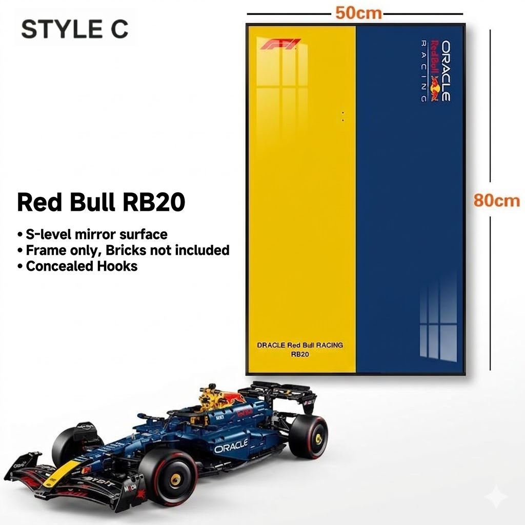 Wall-Mount Display Frame for LEGO® Oracle Red Bull Racing RB20 F1 Car 42206